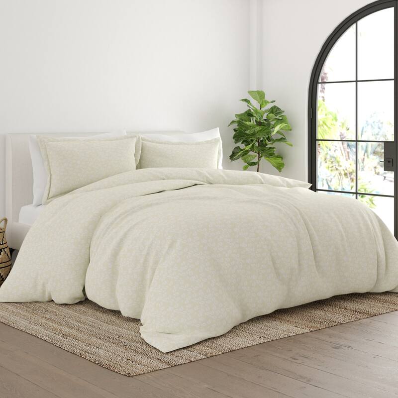Becky Cameron Oversized Wheat Pattern 3-piece Duvet Set - Ivory - King - Cal King