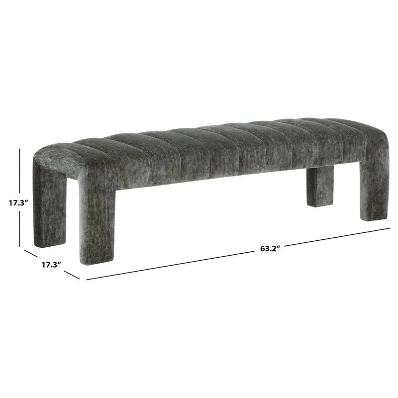SAFAVIEH Couture Bellisima Channel Tufted Bench, Fully Assembled - 63"W x 17"D x 17"H