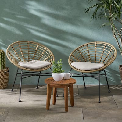 Julian Outdoor 2 Seater Acacia Wood Chat Set by Christopher Knight Home