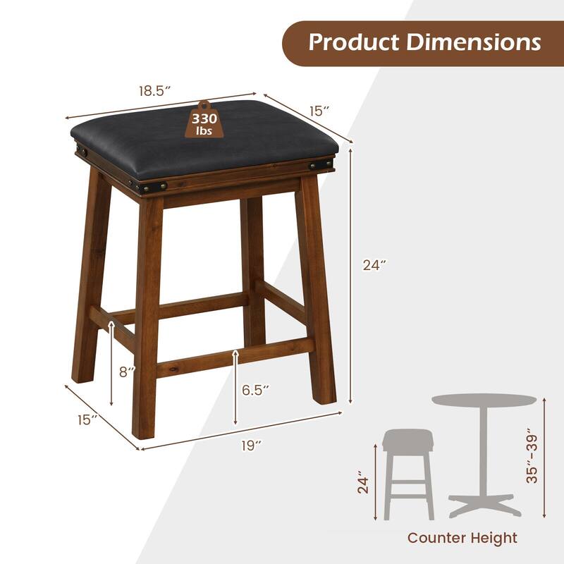 Set of 2 2 Dining Bar Stool with Rubber Wood
