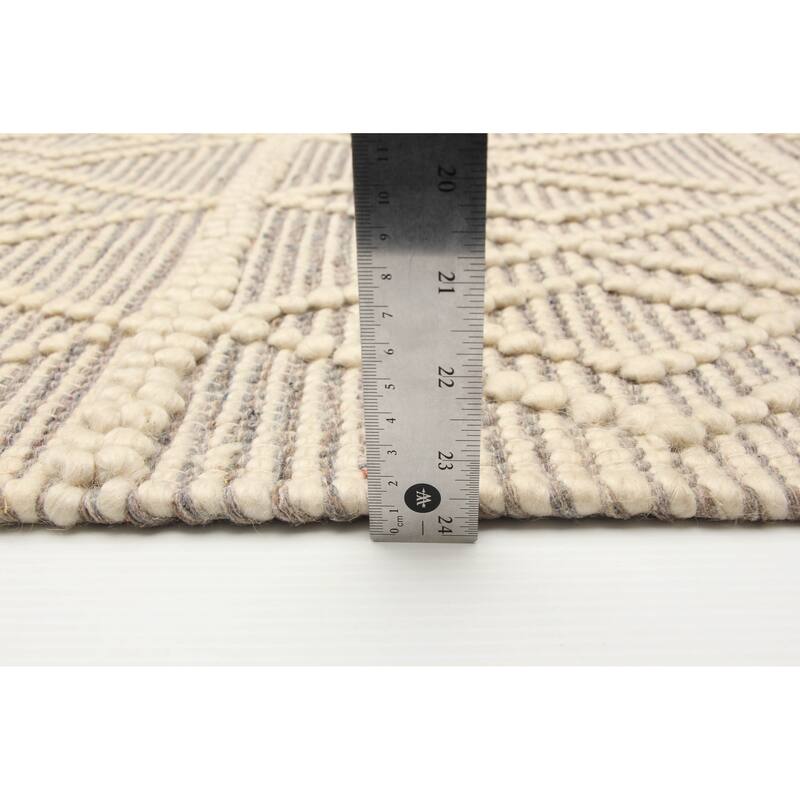 ECARPETGALLERY Braid weave Sienna Cream Wool Rug - 6'2 x 9'3