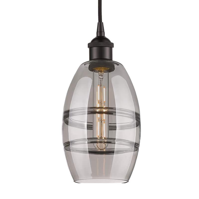 Innovations Lighting 616-1P 8 6 Vaz Pendant Vaz 6" Wide Cord-Hung Mini - Oil Rubbed Bronze / Light Smoke