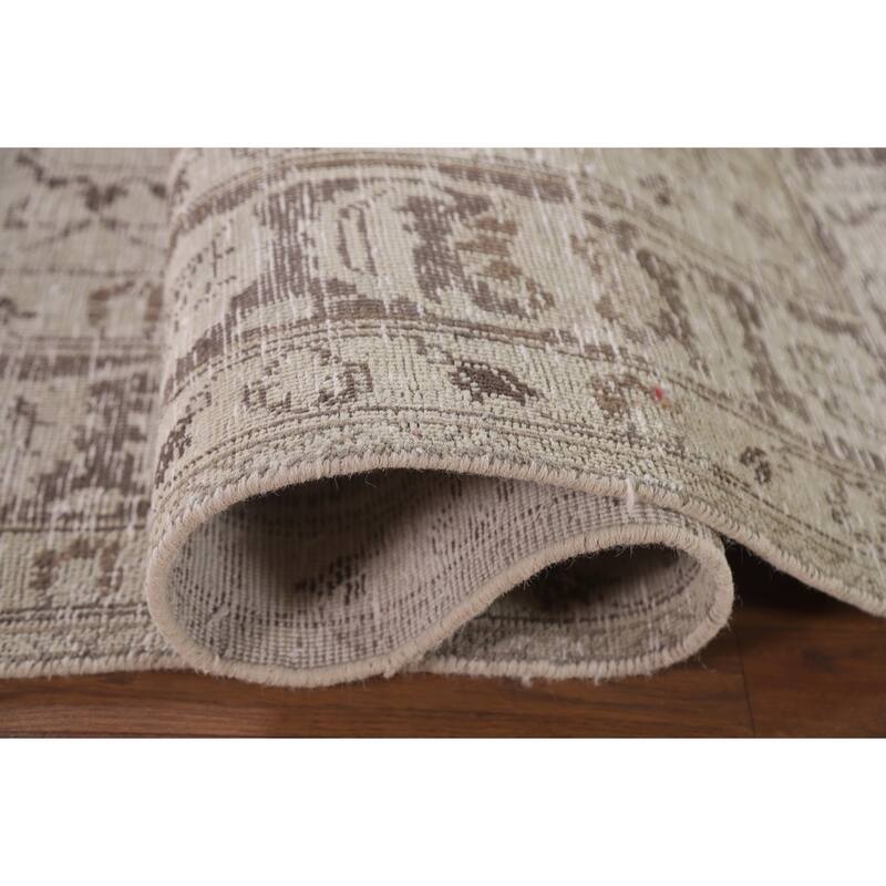 Hand Knotted Oriental 100% Wool Carpet Traditional Floral Beige & Ivories Tabriz Area Rug - 10' 9'' X 7' 8''