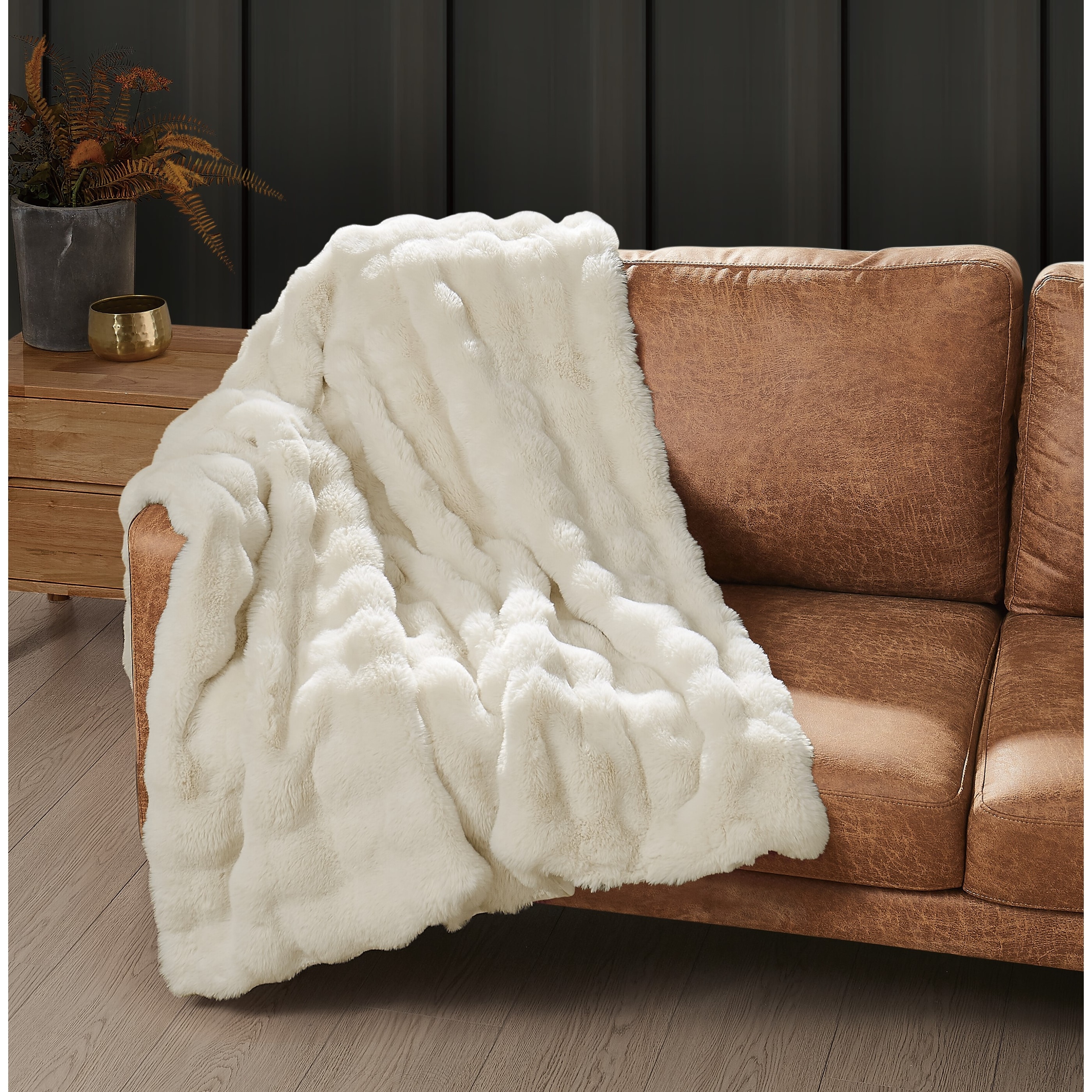 Bubble Blanket Beige Faux Fur Throw Blanket Bubble Blanket Cream
