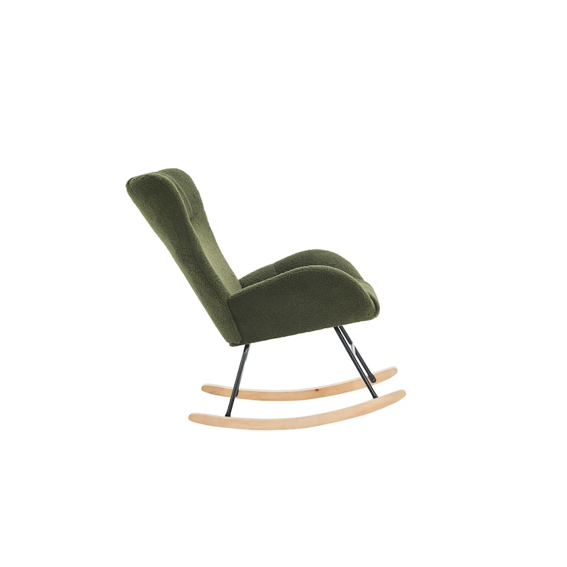 Solid Wood Legs Reading Chair with Teddy Fabric Upholstered