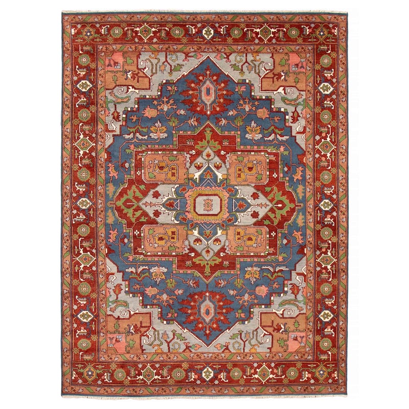 ECARPETGALLERY Hand-knotted Serapi Heritage Blue Wool Rug - 8'11 x 12'2 - Dark Blue - 8'11 x 12'2