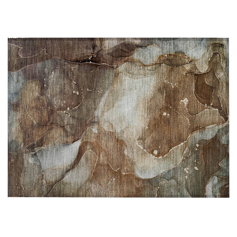 Machine Washable Indoor/ Outdoor Abstract Chantille Rug