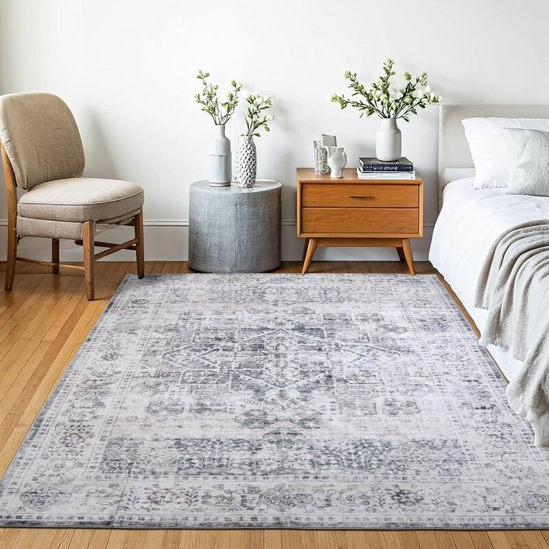 Delara Machine Washable Area Rug, Soft & Durable, Non-Slip Backing, Eco- Friendly GRS certified.