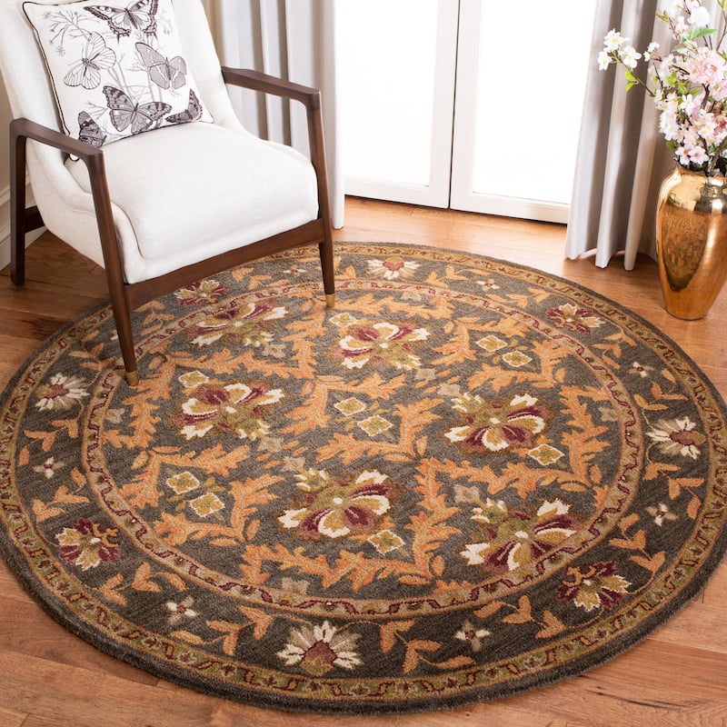 SAFAVIEH Handmade Antiquity Charis Traditional Oriental Wool Rug - 3'6" Round - Sage/Gold