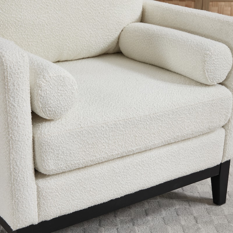 35.4"W Modern Reading Chair Set of 2,Upholstered Accent Chair with Pillows and Wood Legs