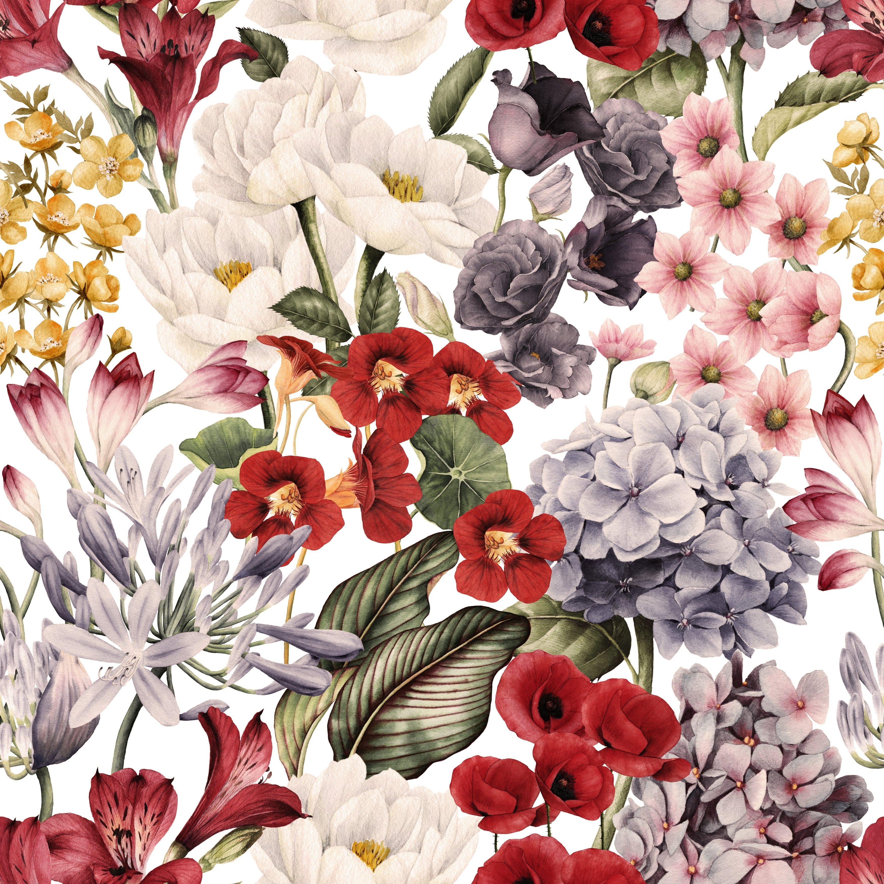 retro floral mix wallpaper mural
