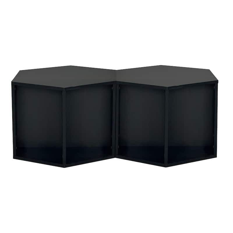 47.24'' Wide Wood Coffee Table with Storage Shelves