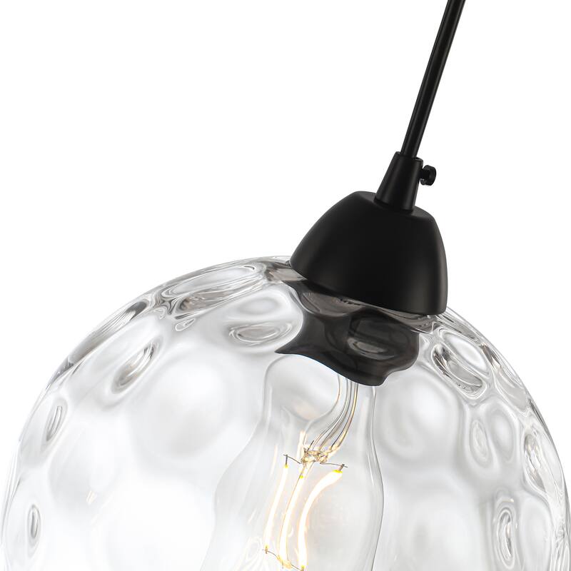 Modern Textured Glass Globe Pendant Light - Matte Black