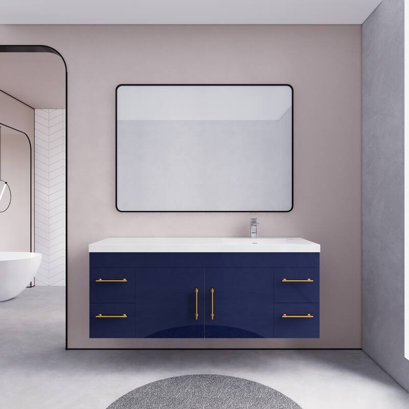 Eliza 60'' Wall Mounted Vanity with Single Sink on the Right