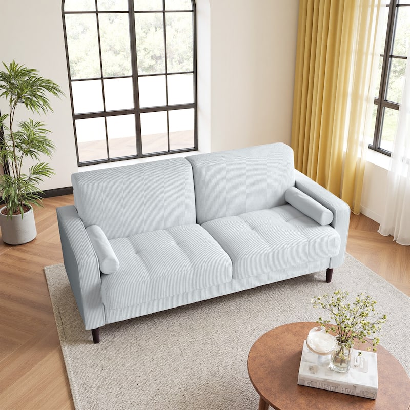 62.5'' W Corduroy Couch Upholstered Square Arm Sofa
