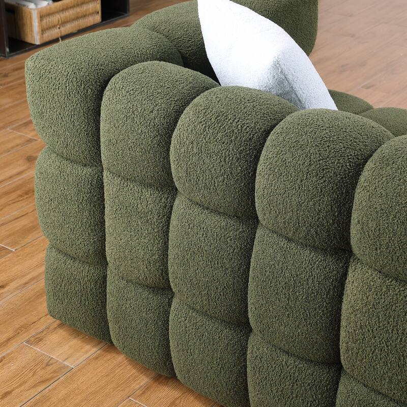 84.3 Length,35.83" Deepth,Human Body Structure,Marshmallow Sofa,Boucle Sofa,White Color,3 Seater