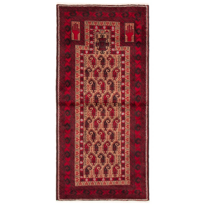 ECARPETGALLERY Hand-knotted Royal Baluch Tan Wool Rug - 3'0 x 6'4 - Tan - 3'0 x 6'4