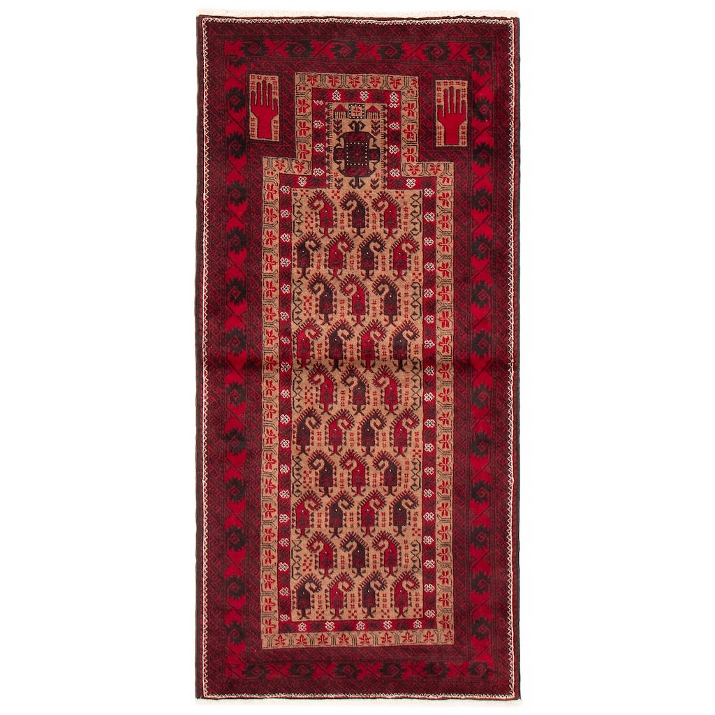 ECARPETGALLERY Hand-knotted Royal Baluch Tan Wool Rug - 3'0 x 6'4