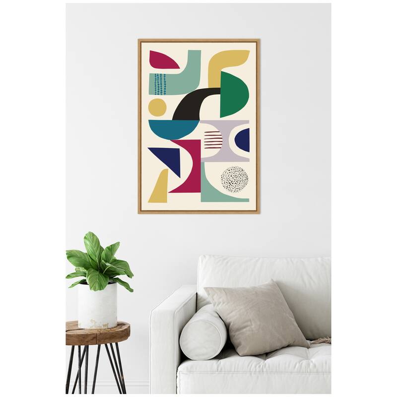 Kate and Laurel Sylvie MCM Retro Abstract Patttern Framed Canvas by Rachel Lee