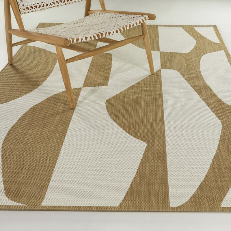 Rodin Modern Abstract Indoor/Outdoor Area Rug - 7'10" x 10' - Tan