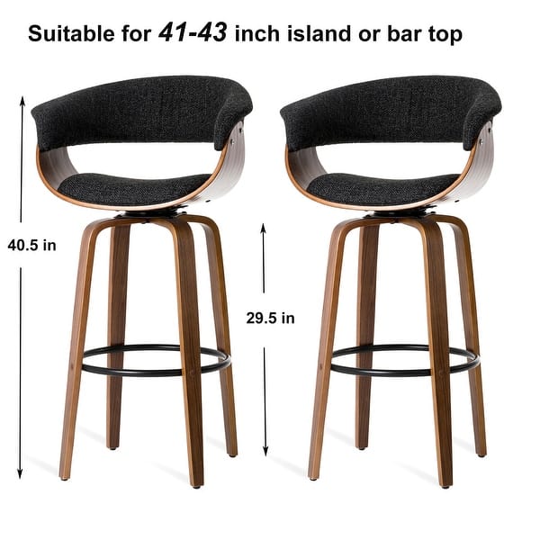 dimension image slide 0 of 6, Glitzhome Set of 2 or 4 Modern Counter & Bar Height Wooden Swivel Bar Stools