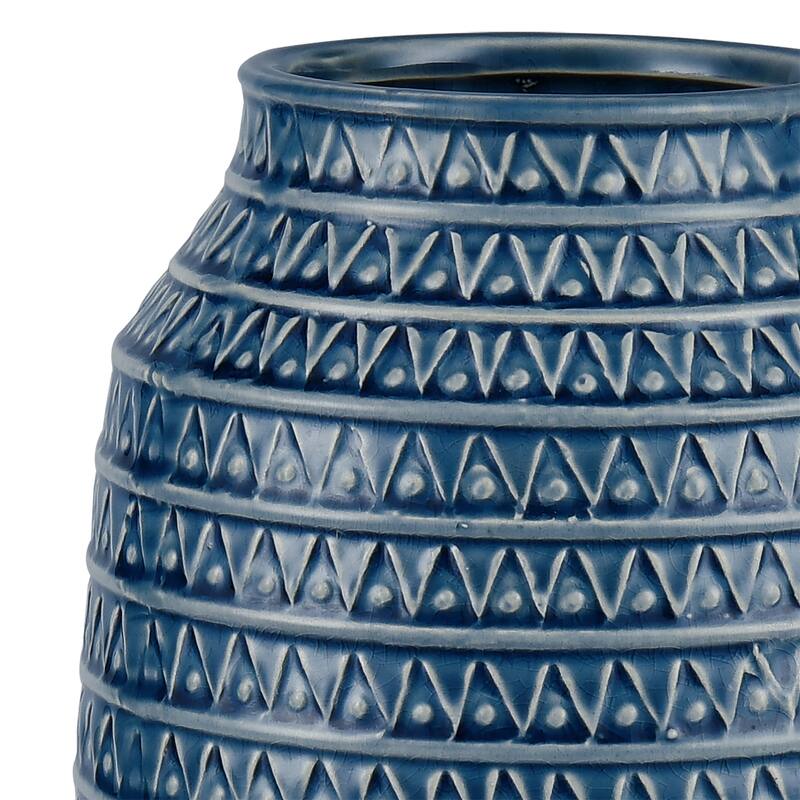 Elk Home Camden Navy Finish Earthenware 6 Inch Wide Vase