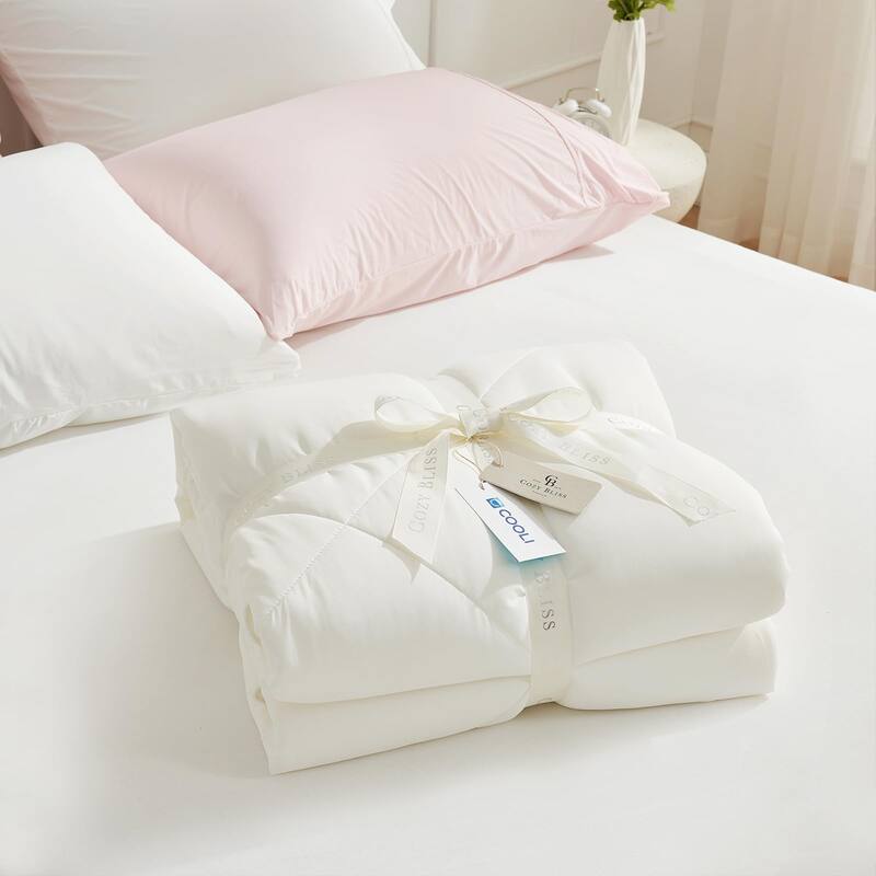 Dual-Sided Cooling Comforter Queen, Lightweight Cooling Blanket, Breathable Silk Smooth Summer Comforter for Hot Sleepers