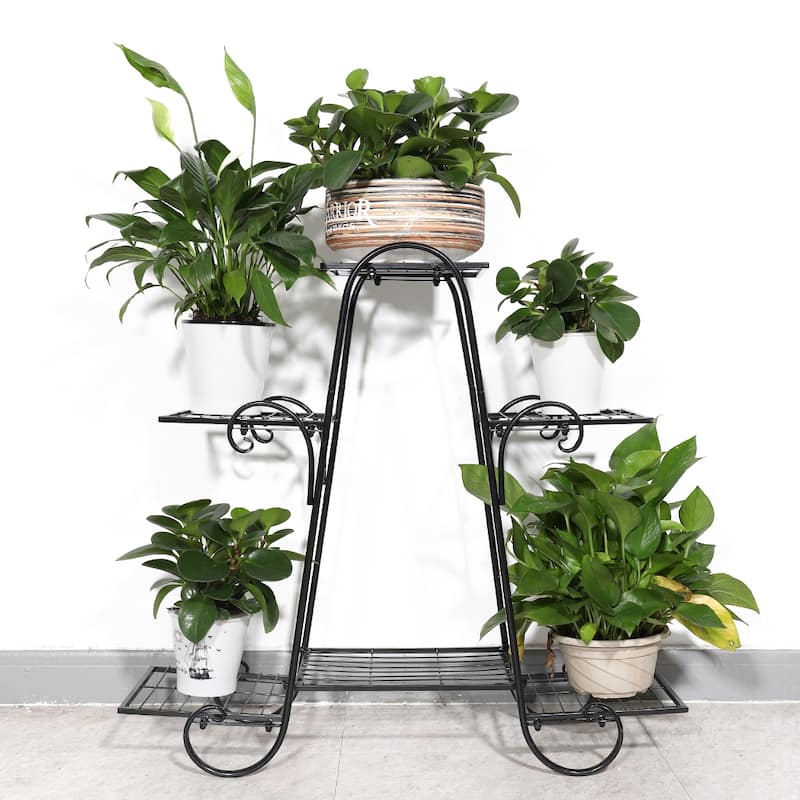 6 Tiers Metal Flower Pot Plant Stand Balcony Floor Standing Shelf