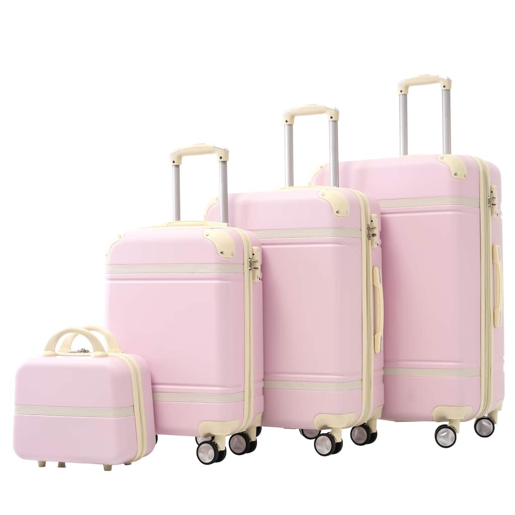 4 Piece Hardshell Lightweight Spinner Luggage Sets with Cosmetic Case and TSA Lock, for Men and Women Travel