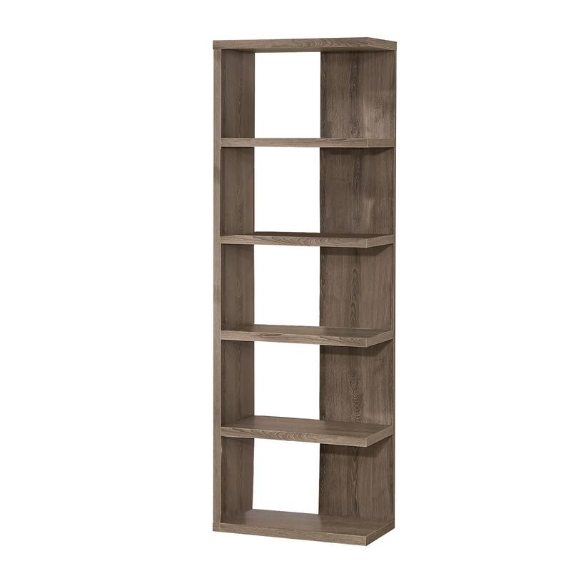 Spacious Semi Backless Wooden Bookcase, Gray