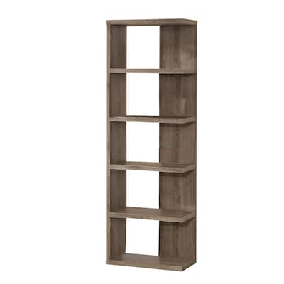 Spacious Semi Backless Wooden Bookcase, Gray