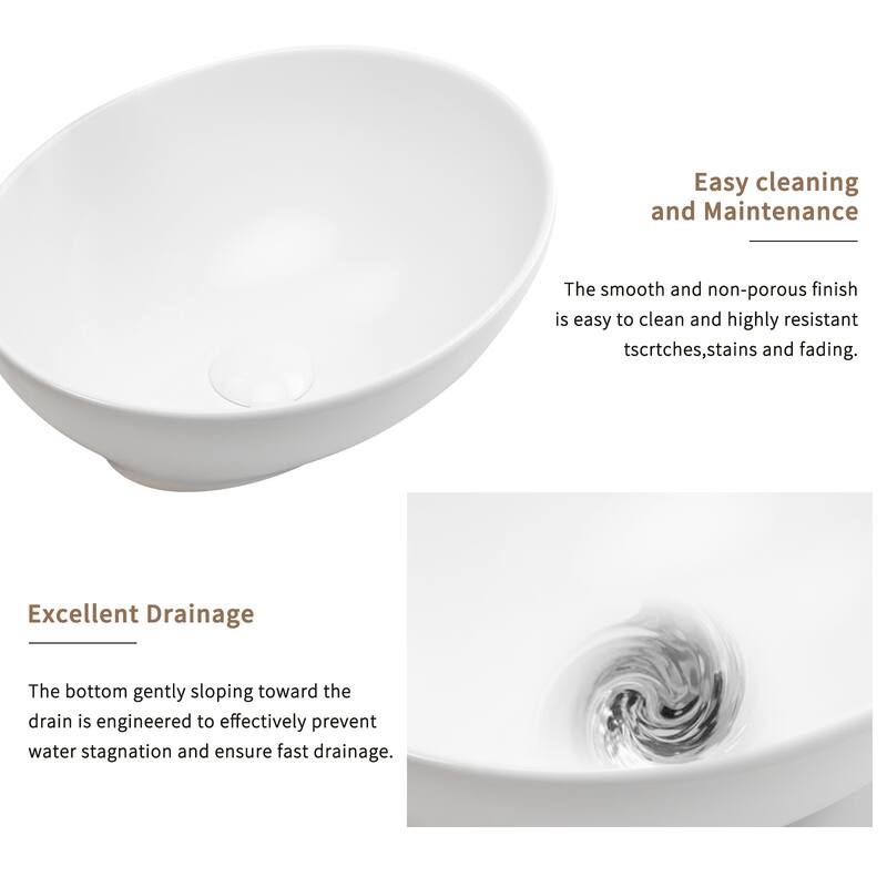 GDFStudio - Rosdale Modern Ceramic Vessel Sink with Above-Counter Design