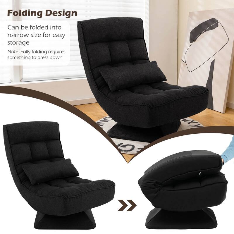 Costway 360° Swivel Floor Chair 5-Level Adjustable Lazy Chair w/ - See Details