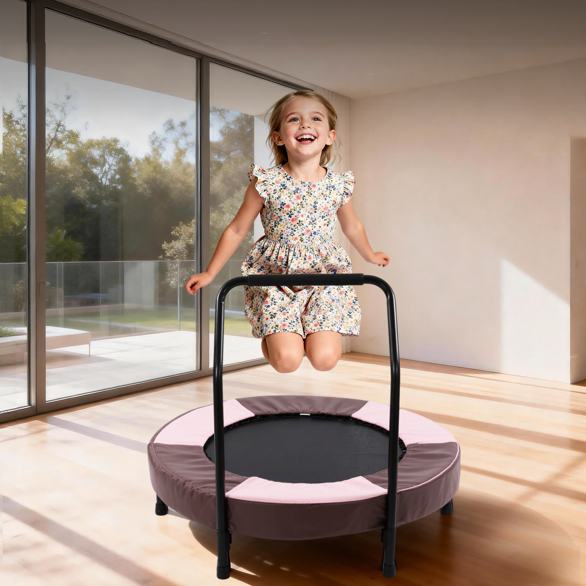 36 inch Nursery Trampoline for Kids, Ages 1 Year Plus, Mini Indoor Foldable Rebounder With Handle,Stable & Quiet