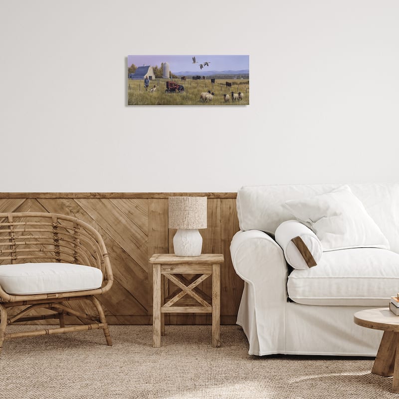 Stupell Geese Over Lush Farm Scene Canvas Wall Art Design By Frank Parker (Young)