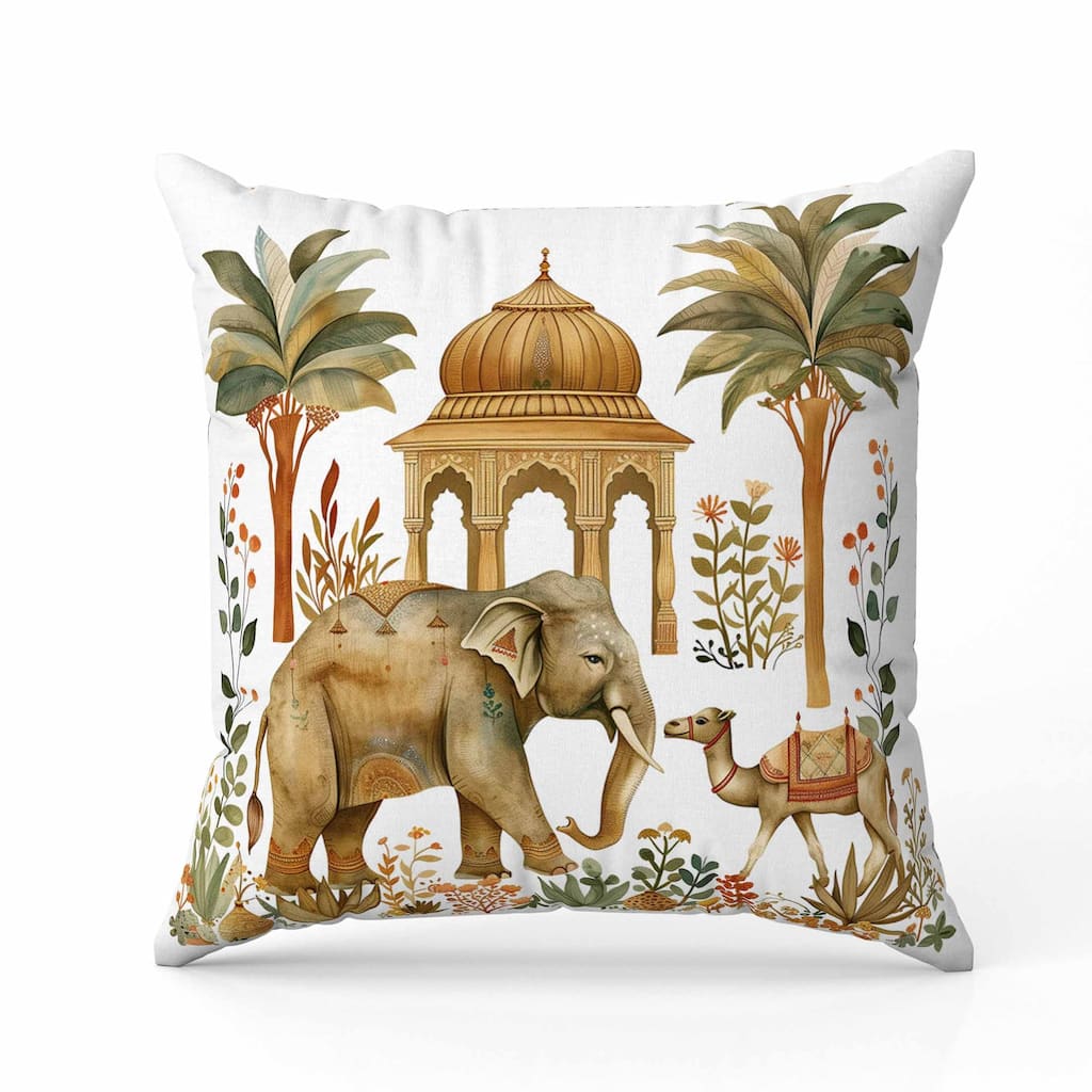 Royal Rajasthan Faux Suede Reversible Throw Pillow Green and Brown