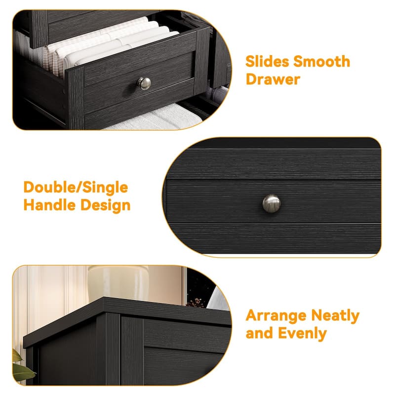 12 Drawer Dresser for Bedroom, Modern Wood Chest with Wide Top for 65" TV, Farmhouse Storage Cabinet