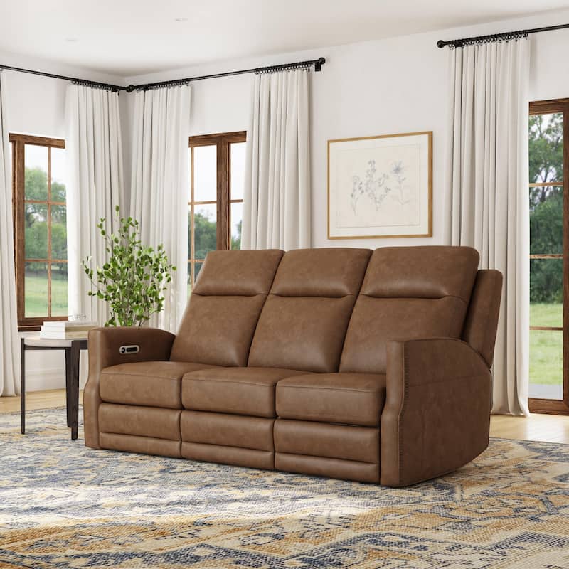 Maxwellton Cedar Power Reclining Sofa with Power Headrests and Lumbar by Flexsteel - 79" x 42" x 39" - Brown