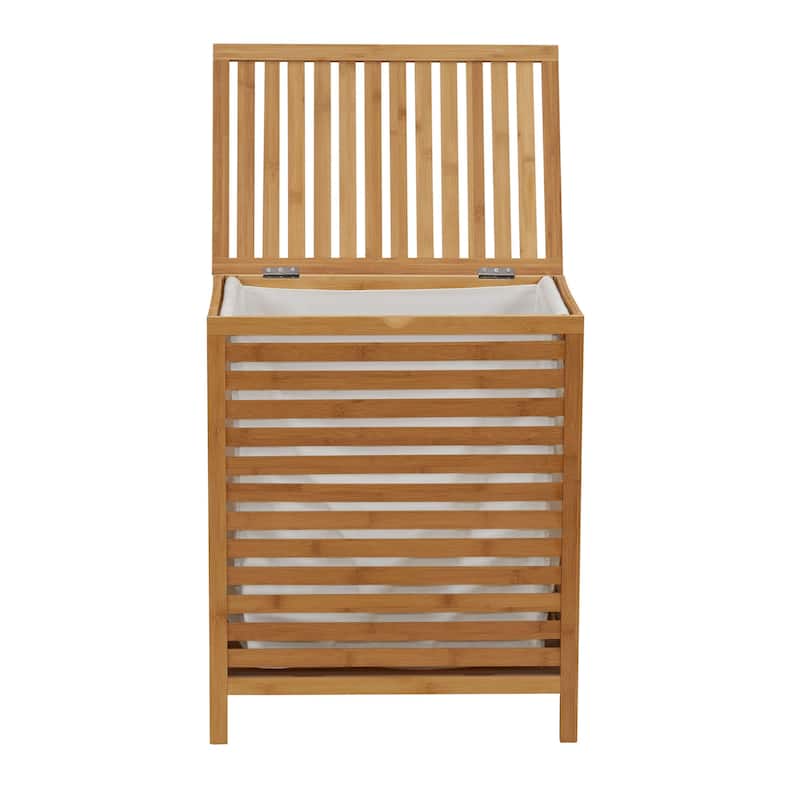Household Essentials Bamboo Laundry Hamper with Removable Cotton Bag and Foldable Frame - 21.1"L x 13.8"W x 23.6"H