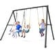 preview thumbnail 2 of 25, Hapfan 7.3ft Tall 600lb Heavy Duty Swing Set with 1 Platform Swing, 2 Belt Swings,A Frame Metal Swing Set Black