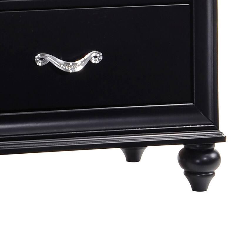 Wilton Black Wood Finishi 2-Drawer Nightstand For Living Room