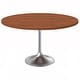 preview thumbnail 4 of 29, Verve 48" Modern Round Solid Wood Top Dining Table with Brushed Chrome Steel Pedestal Base for Kitchen & Dining Room Cognac Brown
