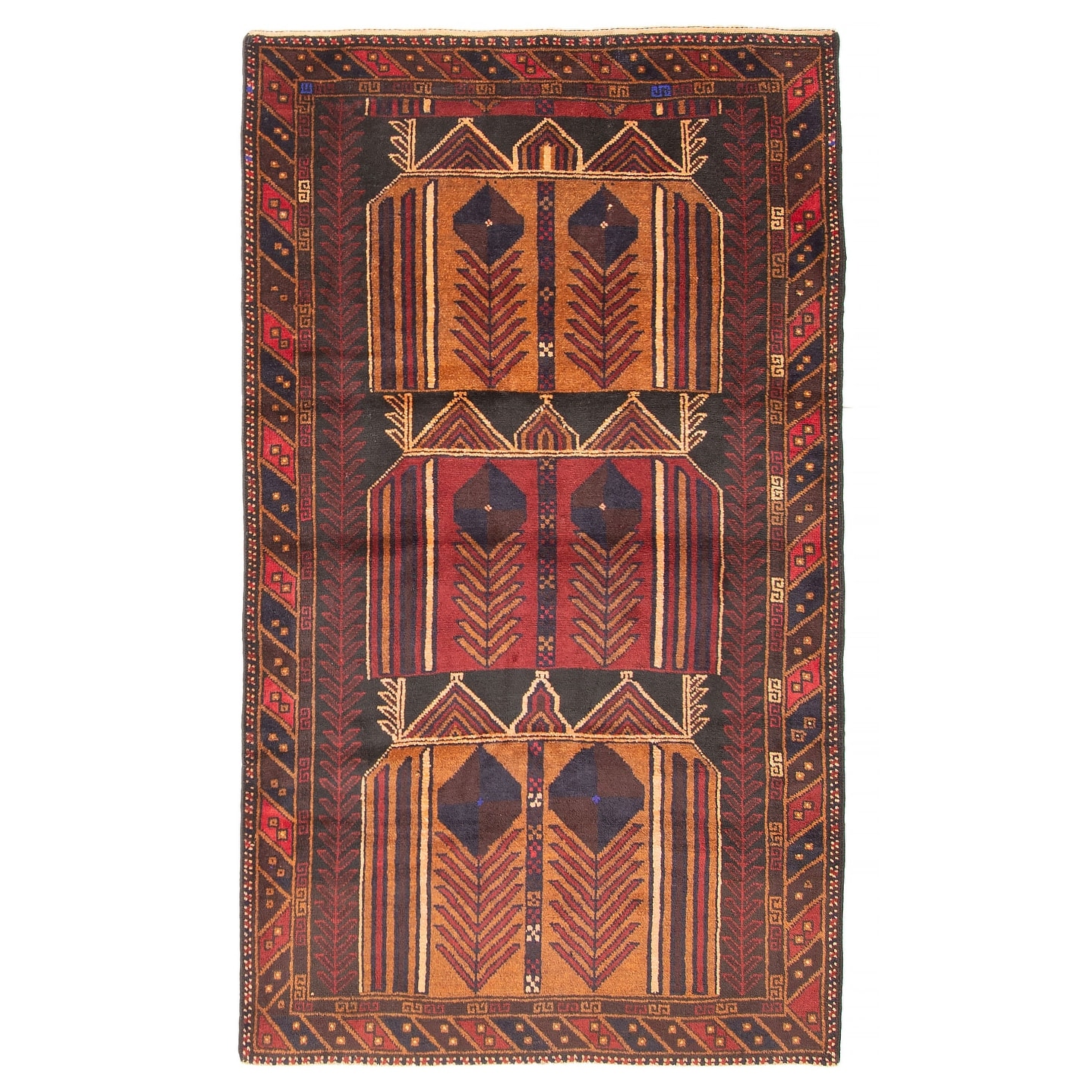 ECARPETGALLERY Hand-knotted Baluch Tan Wool Rug - 3'8 x 6'5