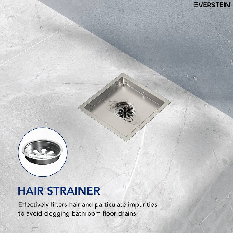 6"x6" Stainless Steel Square Shower Drain With Drain Cover