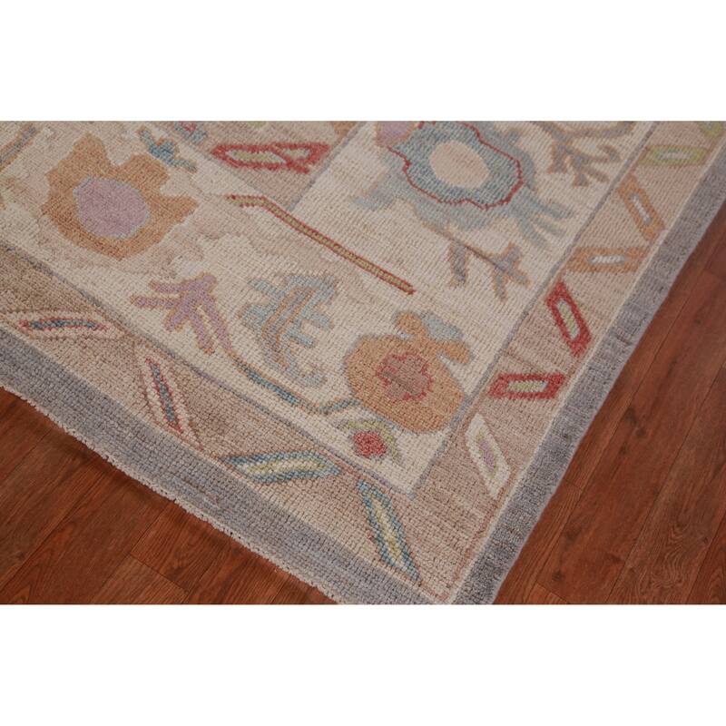 Hand Knotted Oriental 100% Wool Carpet Transitional All-Over Greys & Charcoal Oushak Area Rug - 11' 10'' X 9' 1''