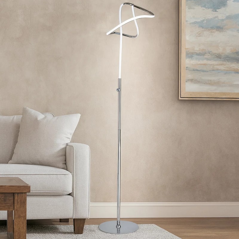 Sea 61 Inch Floor Lamp, Accent Twisted LED, Modern Style, Chrome Base.