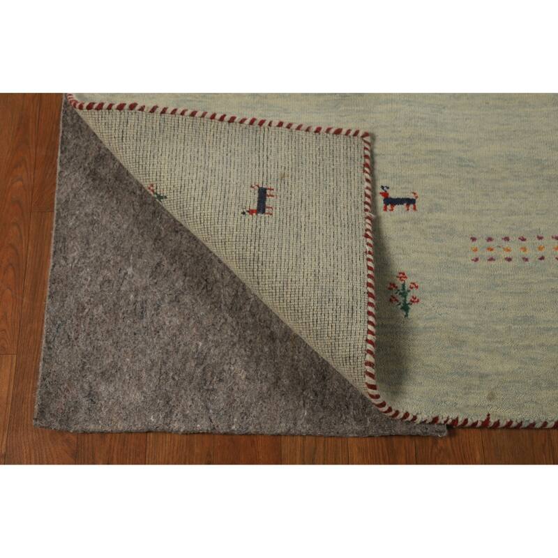 Hand Knotted Oriental 100% Wool Carpet Tribal Animal Pictorial Green Gabbeh Area Rug - 5' 0'' X 3' 0''