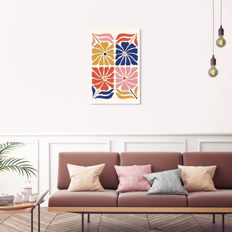 Wynwood Studio Canvas Floral and Botanical Seasonal Retro Flower Pink and Light Pink Modern & Contemporary Wall Art Canvas Print - 20 x 30