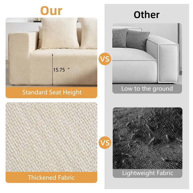 XINMICS 104.72'' Modern Sectional Sofa, 4 Seater Modular L-Shaped Full-compressed Sofa Couch - 104.72"Wx43.31"Dx23.62"H