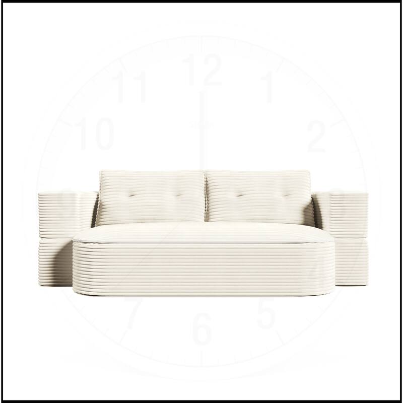 78.7 " W 2-in-1 Plush Corduroy Foldable Sofa